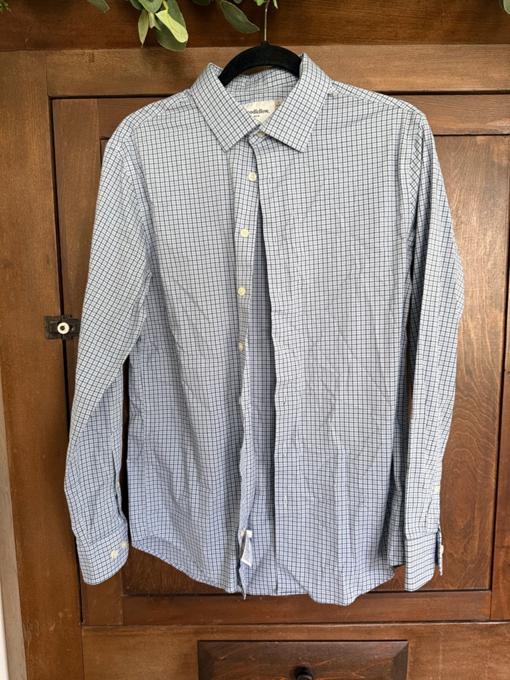 Goodfellow & Co Blue and White Check Button-Down Shirt